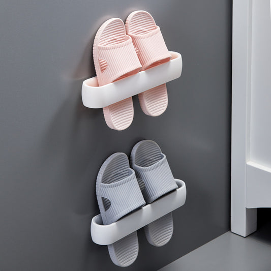 Bathroom Slippers Rack Wall-Mounted Plastic Shoe Storage Rack Simple